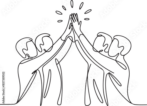 Team High Five One Line Art