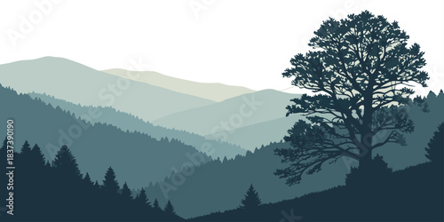 Minimal Great Smoky Mountains foggy gradient art