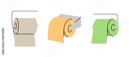 Toilet papers with metal holder. Toilet papers, napkins, wipes and other hygiene products. Vector illustration