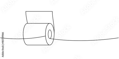 Kitchen towel roll one line continuous drawing. Tissue roll. Vector illustration
