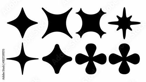 Collection of modern abstract black sparkle shapes perfect for dynamic design accents and glamorous highlights