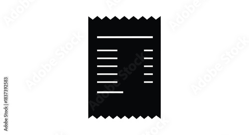 Simple receipt design with jagged edges a minimalist black silhouette