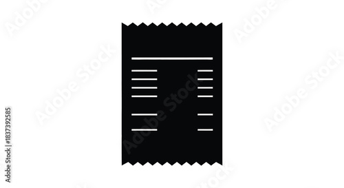 A simple receipt design with lines and jagged edges a black silhouette