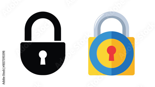 Two padlock icons one locked and one unlocked side by side