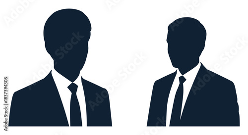 Two men in suits and ties a striking dark silhouette