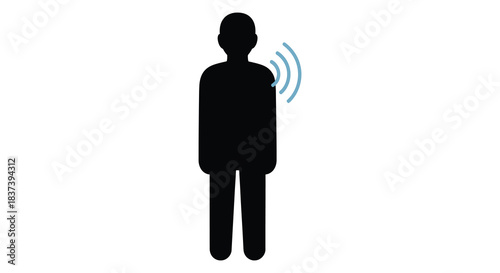 Person communicating with a device near their ear in silhouette