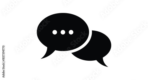 Two overlapping black speech bubbles a minimalist design silhouette