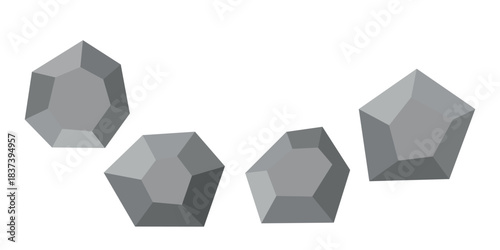 Cartoon stones. Rock stone isometric set. Boulders, natural building block shapes, wall stones. 3d flat isolated illustration. Vector collection.