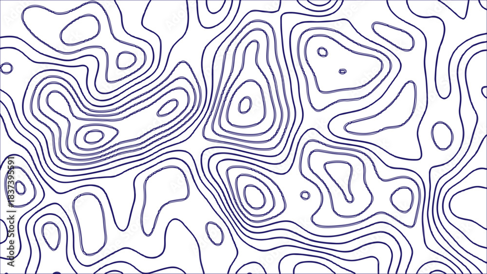 Fototapeta premium Minimal Topographic Map Pattern. Abstract Contour Line Background with Grid and Elevation Curves for Geography, Navigation, Outdoors, Adventure, and Modern Graphic. Seamless Terrain Elevation.