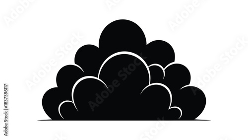 A minimalist illustration of a dark billowing cloud shape on white background
