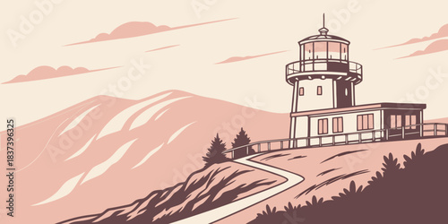 Haleakalā Sunrise Crater – Flat Minimal Art, Modern Maui Volcano Illustration, Clean Hawaiian National Park Vector Design