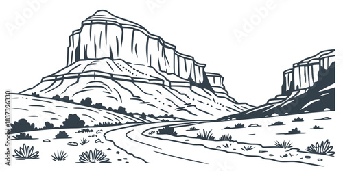 Flat minimal Capitol Reef cliffs vector
