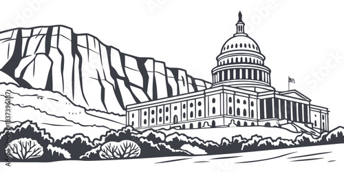 Flat minimal Capitol Reef cliffs vector