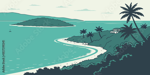 Modern minimal Virgin Islands turquoise bay