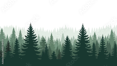 Winter trees silhouettes collection forest silhouette of evergreen trees in shades of green