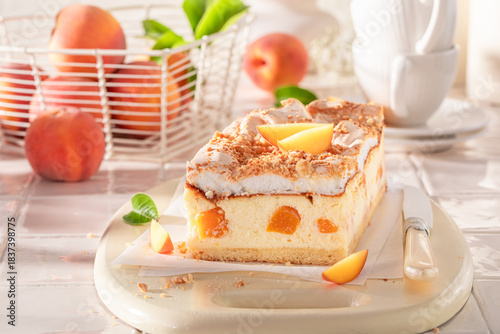 Delicious and tasty peach c...