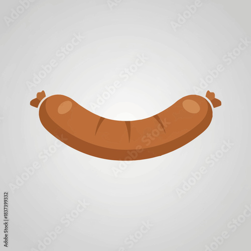 A single brown sausage is centered and curved slightly upward.