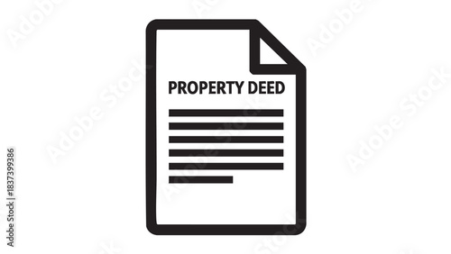 A Property Deed Document Illustration on a White Background from a Front View