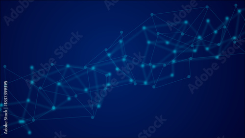 Dark Blue Futuristic Network Background – Abstract Digital Connections with Glowing Nodes and Lines for Technology, AI, Cyber, Data, and Innovation Themes	