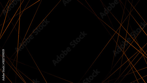 Random geometric golden line pattern on a black background. Random line low poly pattern. abstract seamless line vector. Random chaotic lines abstract geometric patterns of modern design.