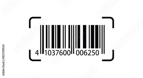 Barcode within a frame a dark silhouette representation of product identification