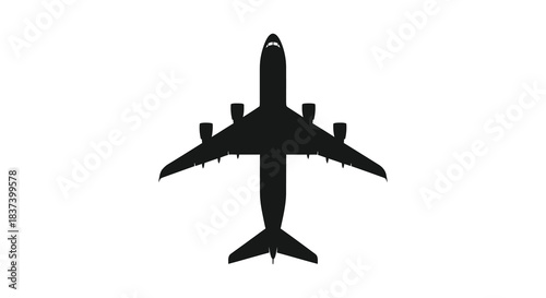 A striking black airplane design seen from above a bold silhouette