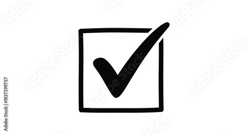 Black check mark inside a square frame a simple graphic silhouette