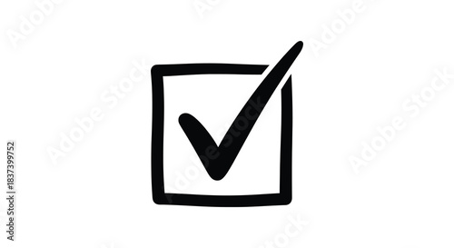 Black check mark inside a square box bold outline minimalist silhouette