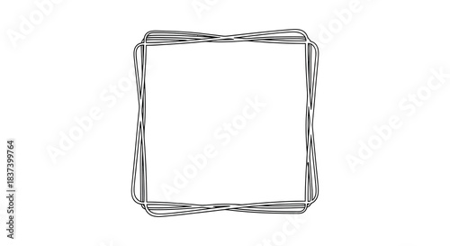 A twisted metal frame creating a rectangular opening a stark silhouette