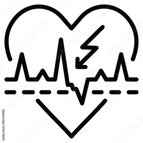 Premature Depolarization Icon Line Vector Illustration