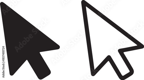 Black and White Outline Cursor Arrows for Computer Mouse Pointer vector illustration on transparent background
