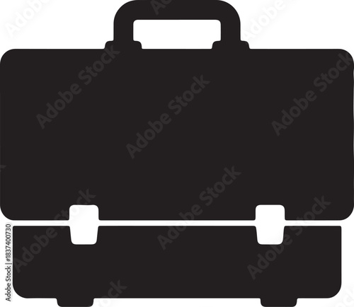 Black Silhouette of a Briefcase on a White Background luggage business on transparent background