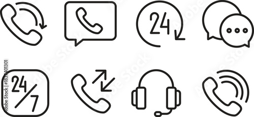 Set of Communication and Support Icons phone call