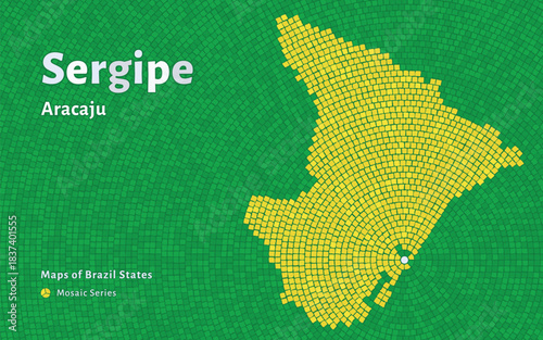 Sergipe Map in Mosaic Pattern with Capital Aracaju