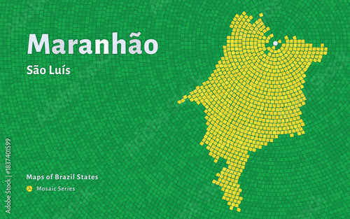 Maranhão Map in Mosaic Pattern with Capital São Luís