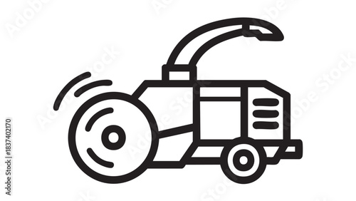 Vector illustration of a toy farm tractor with a trailer, a simple agricultural vehicle icon and symbol designed for transportation and farming industry delivery on a white background
