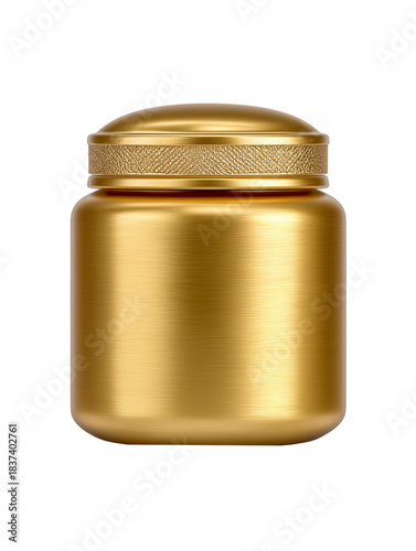 Luxury gold cosmetic cream jar isolated on light background