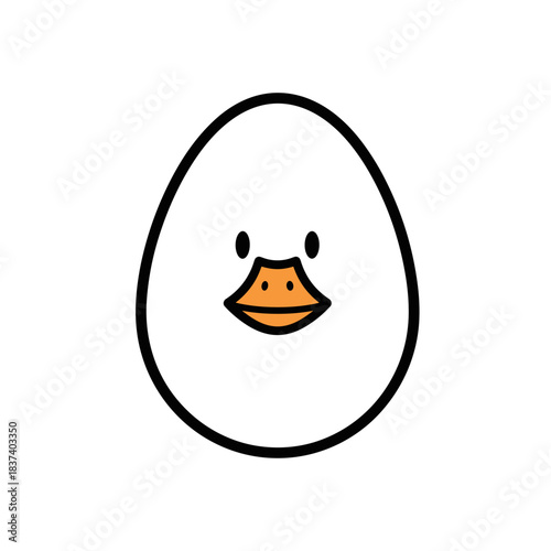 Cartoon duck face inside an egg illustration with simple design  