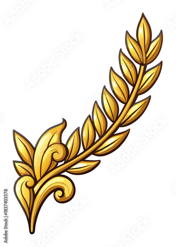 Golden decorative branch element, vector