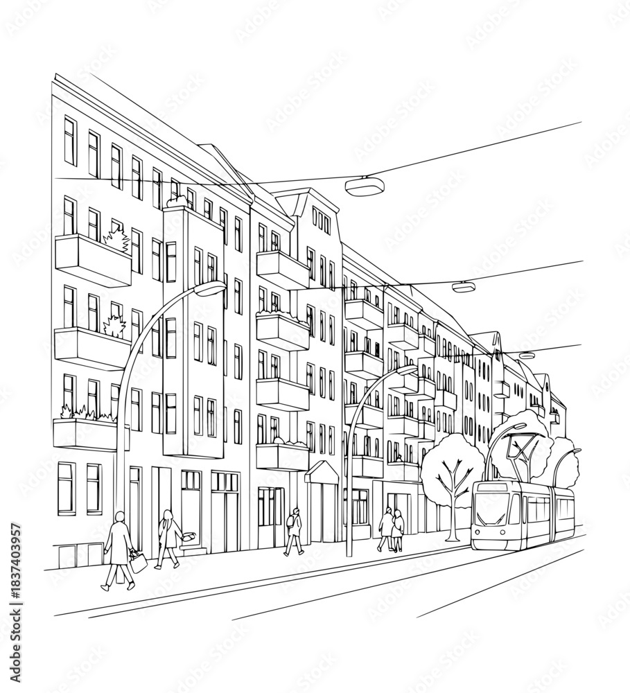 Obraz premium Sketch of Oranienstraße Street Berlin 