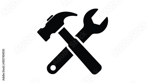 A crossed hammer and wrench symbolizing tools and repair work