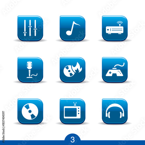 Set of Nine Entertainment Web Icons from Series