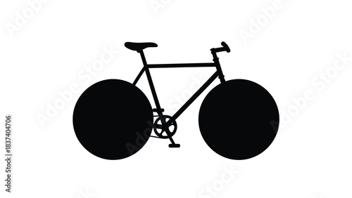 A simple black silhouette of a classic bicycle against a white background