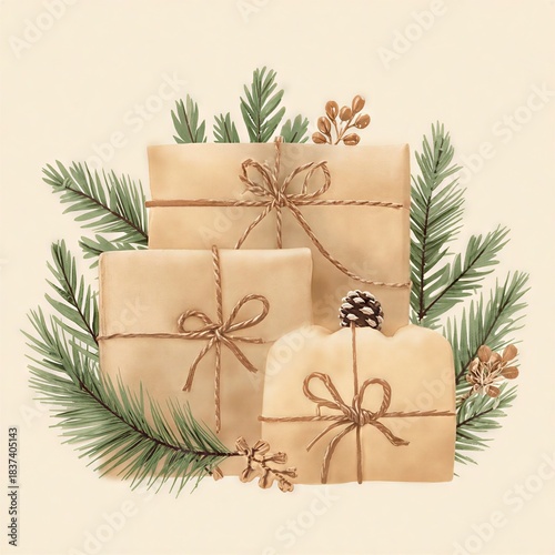 christmas greeting card with christmas tree