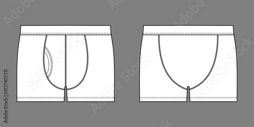 Man wide leg briefs front and back views. Stylish boxer briefs for everyday wear and exercise with comfortable design