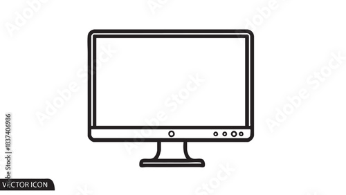 A simple line drawing of a computer monitor on a white background