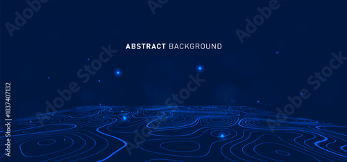 Digital technology speed connect blue background, cyber nano information, map abstract communication, innovation future tech data, internet network connection, Ai big data, line dot illustration 3d