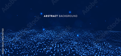 Digital technology speed connect blue background, cyber nano information, map abstract communication, innovation future tech data, internet network connection, Ai big data, line dot illustration 3d