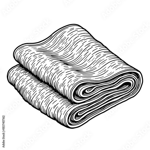 Abstract crocheted shawl folded neatly for coloring book, children's activity and hand-drawn design