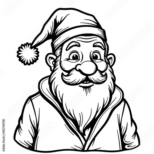 Santa Claus illustration for kids coloring book, holiday activity and festive fun